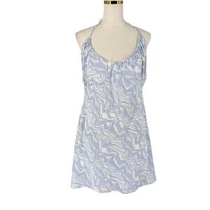 Abercrombie & Fitch Womens Halter Babydoll‎ Mini Dress Size L Blue Beachy Resort